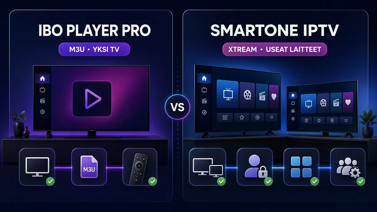 IBO Player Pro vs SmartOne IPTV – laitetuen ja ominaisuuksien vertailu
