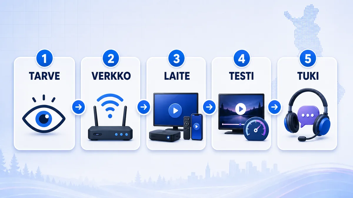 IPTV Suomi -palvelun tekninen valintapolku viidessä vaiheessa