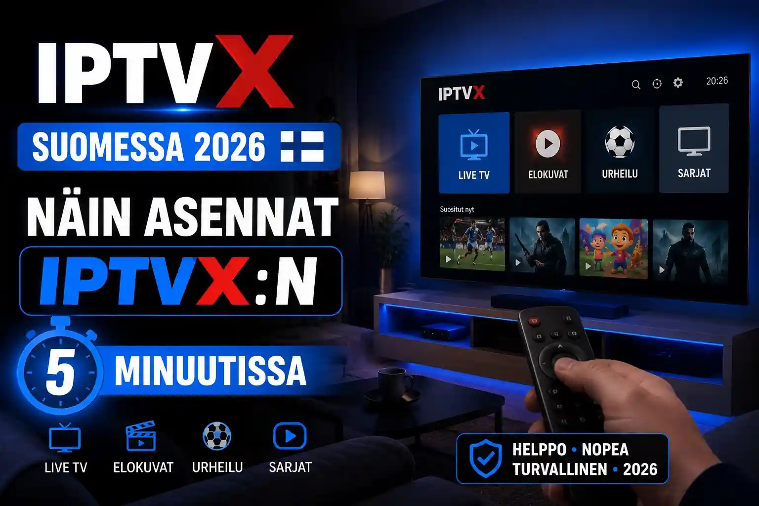IPTVX Suomessa 2026 asennusopas – IPTVX-sovelluksen asennus Smart TV:lle ja Apple TV:lle 5 minuutissa