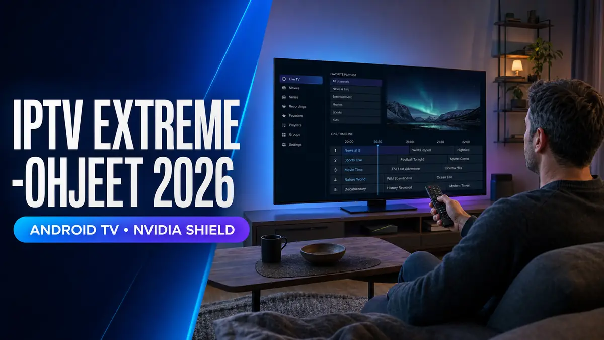 IPTV Extreme -ohjeet 2026 Android TV:lle ja NVIDIA Shieldille