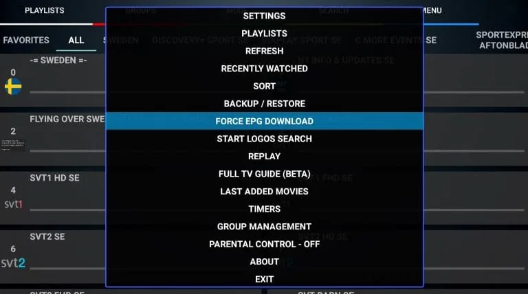 IPTV Extreme vaihe 5: Force EPG Download -toiminto