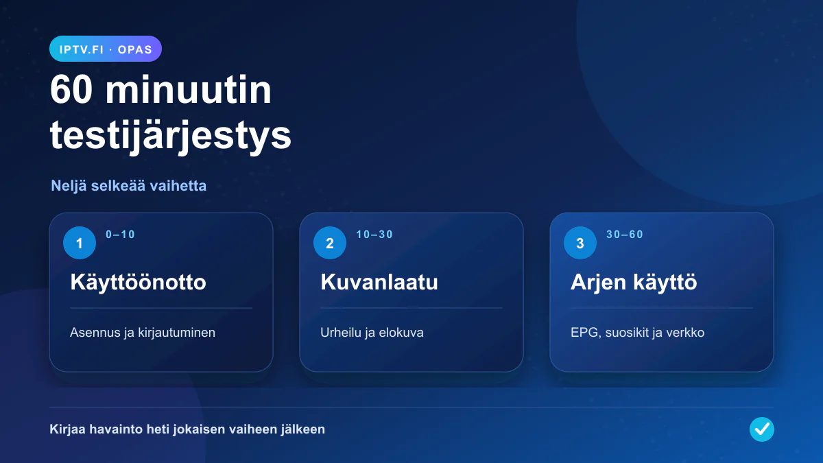 IPTV-kokemuksia 2026: 60 minuutin IPTV-testijärjestys