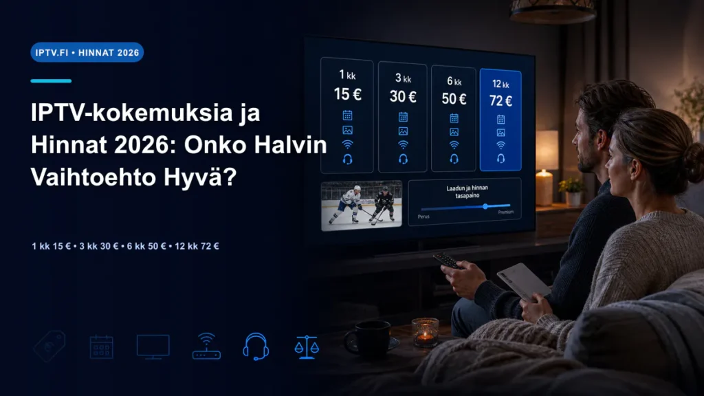 IPTV-kokemuksia ja hinnat 2026 – 15 30 50 ja 72 euroa