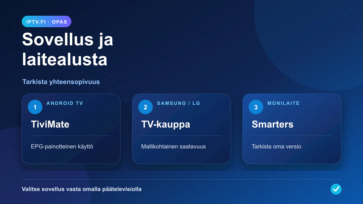 IPTV-kokemuksia eri sovelluksilla: IPTV-sovelluksen ja laitealustan yhteensopivuus