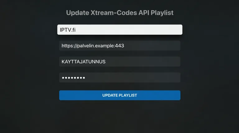 Perfect IPTV vaihe 2: IPTV.fi-esimerkin turvalliset Xtream Codes -tiedot