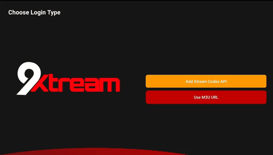 9Xtream IPTV vaihe 1: Xtream Codes- tai M3U-kirjautuminen