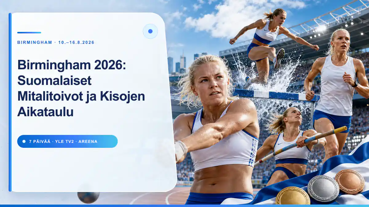 Birmingham 2026 suomalaiset mitalitoivot ja kisojen seitsemän päivän aikataulu