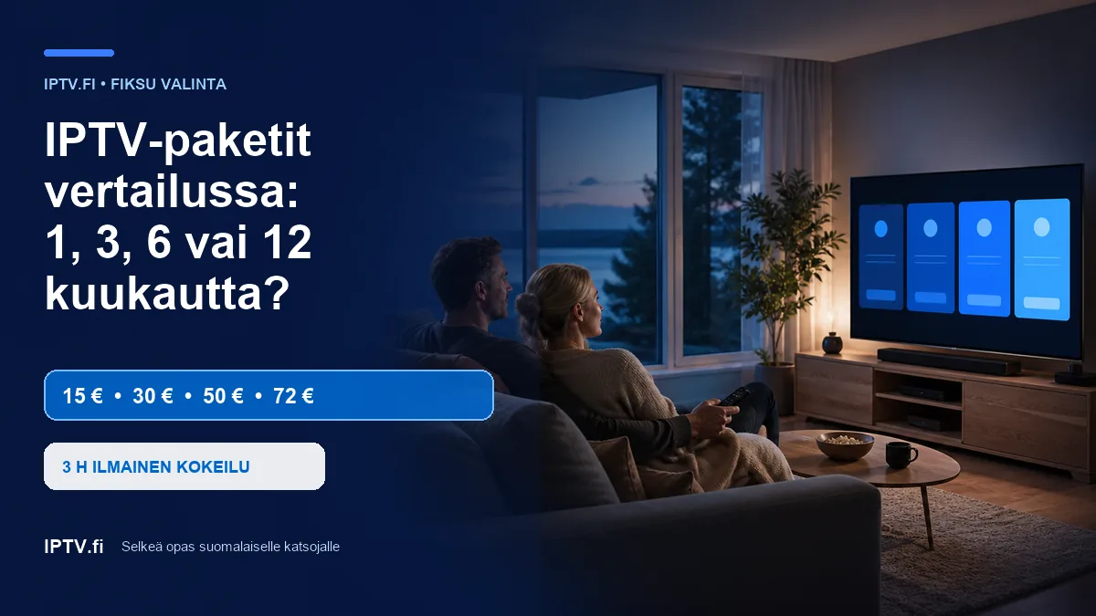 IPTV-paketit vertailussa 1, 3, 6 ja 12 kuukautta