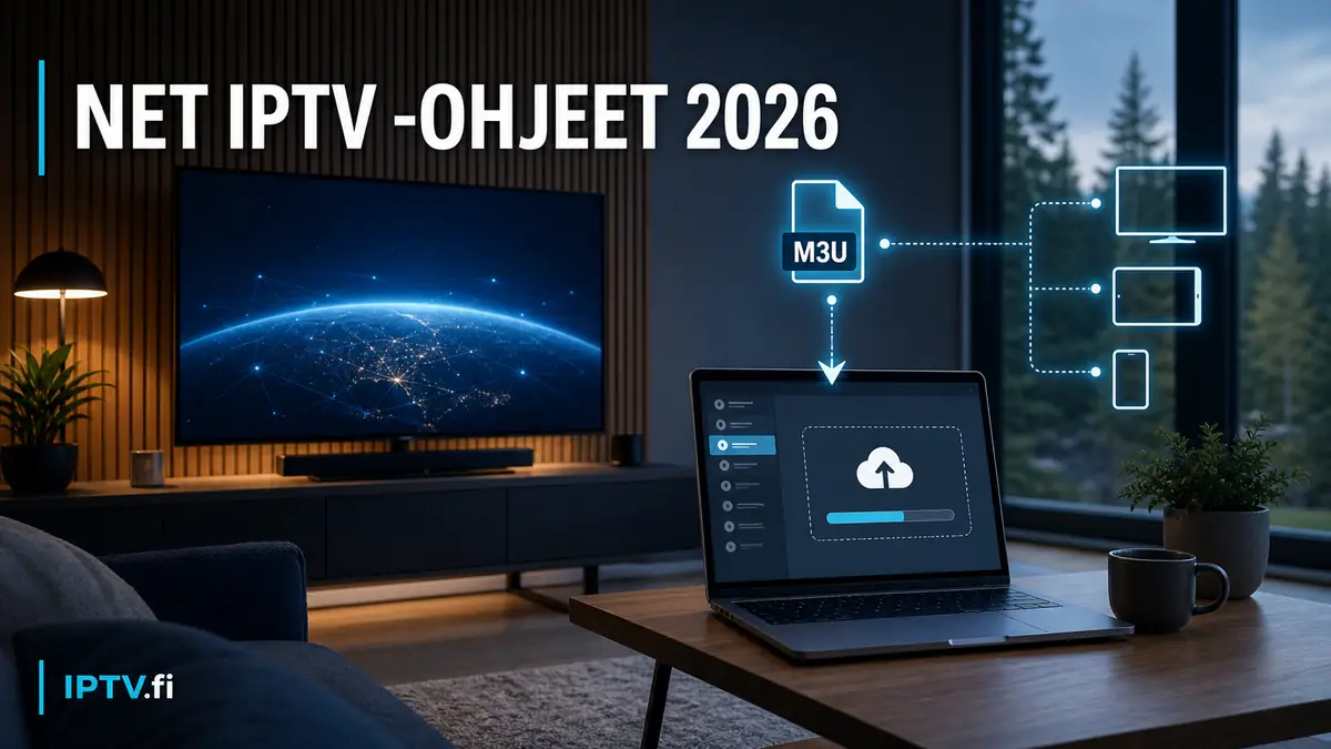 NET IPTV -ohjeet 2026 M3U-listan lisäämiseen Smart TV:llä