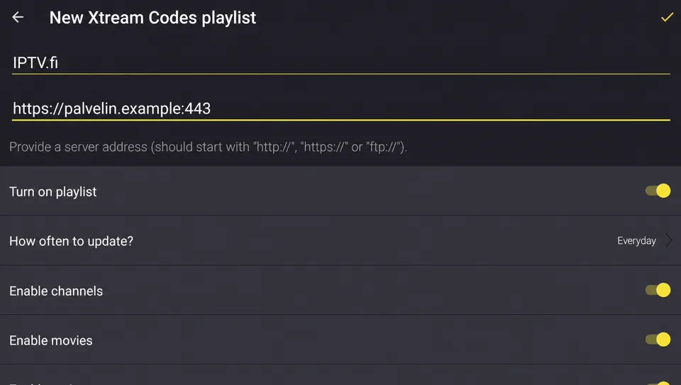 Televizo IPTV Player vaihe 2: IPTV.fi ja turvallinen server URL