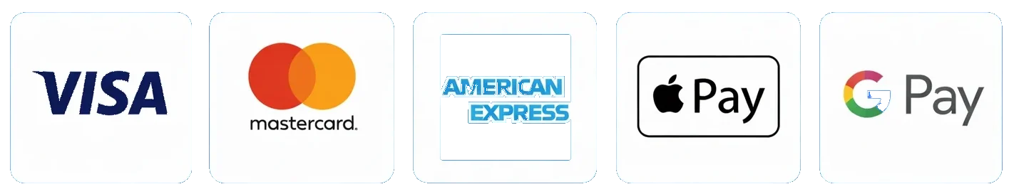 Visa, Mastercard, American Express, Apple Pay ja Google Pay