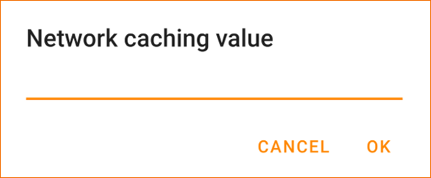 VLC Androidin Network caching value -syöttökenttä