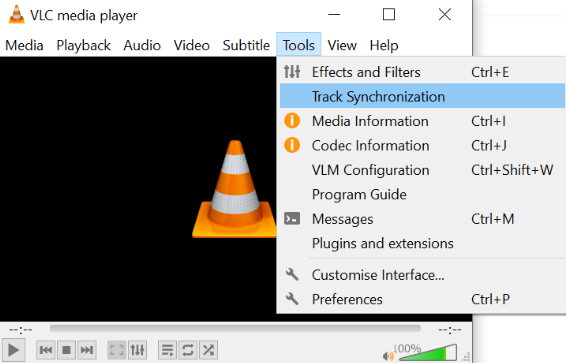 IPTV viive vai äänen ajoitus: VLC:n Tools-valikon Track Synchronization